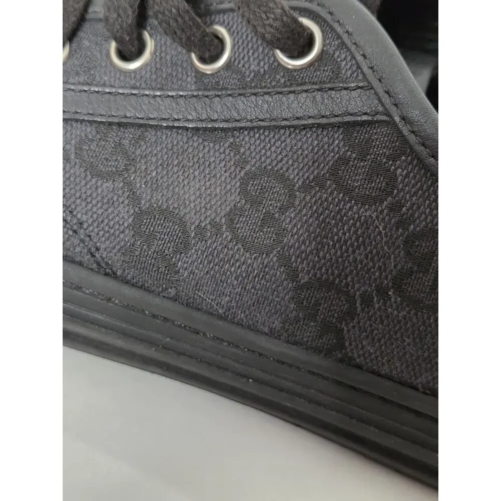 Authentic Gucci GG Supreme Canvas Sneakers Black Low Top EU 37